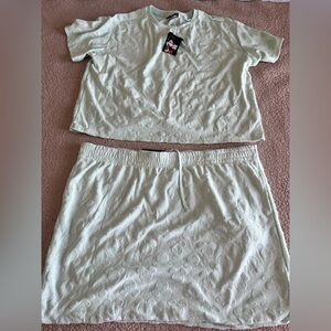 Disney Mickey Mouse Mint Green Drawstring Elastic Waist Skort & Shirt Set xl